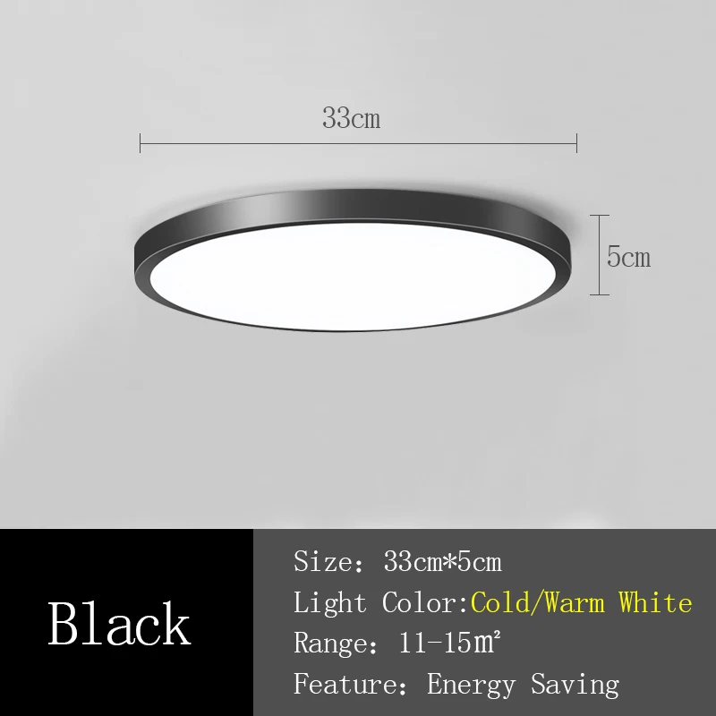 Black Cover 33cm Современный светодиодный потолочный светильник, AC165-265V потолочный светильник, круглый подвесной светильник для гостиной, светильник для дома - Цвет корпуса: Black Cover 33cm