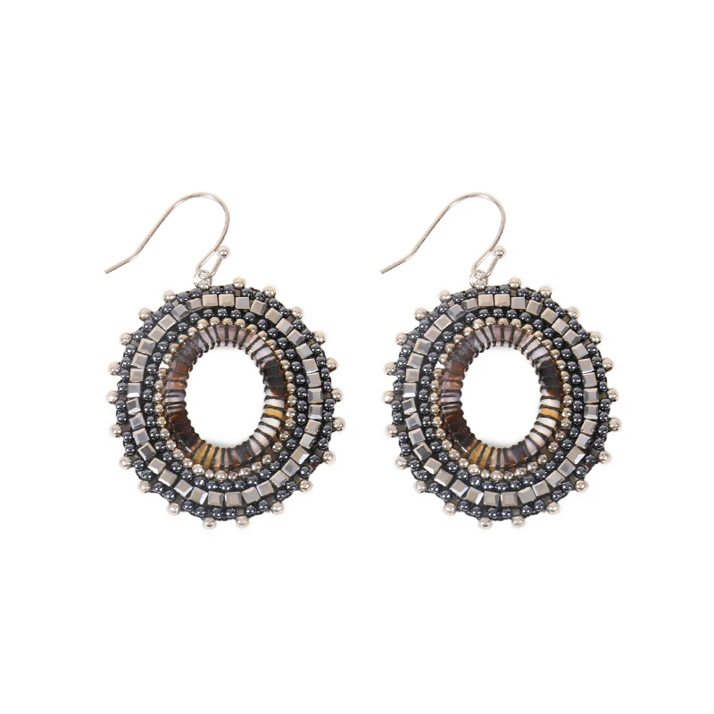 

Badu Bohemian Drop Pendant Handmade Oval Hollow Out Beads Dangle Earrings Charm Statement Earrings for Women Fashion Jewelry