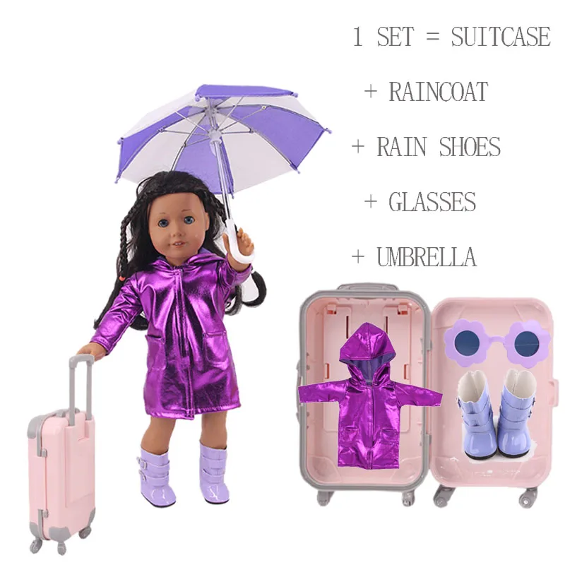 Плащ дождя сапоги Зонт очки багажник комплект подходит 18 дюймов American &amp 43 см для