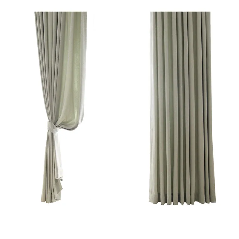 

2021 New Nordic Modern Light Luxury Pure Color Matching Cotton Linen Chenille Curtains for Living Room Bedroom Home Decoration