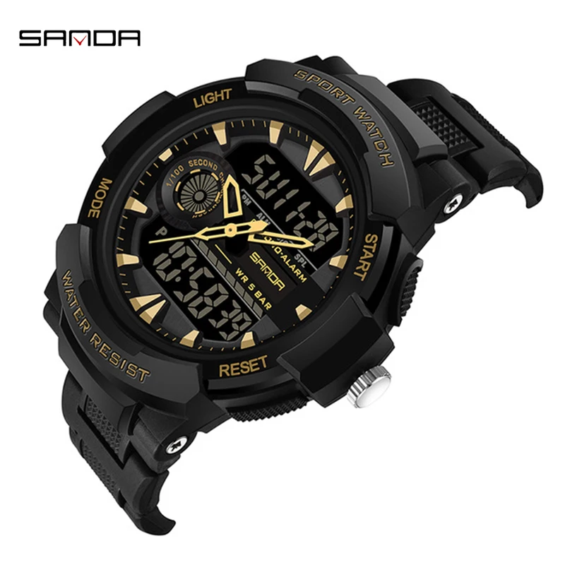 

SANDA Digital Sport Men Watch Electronic Multifunctional Wristwatch Waterproof Shockproof Swimming Military Vintage Male Watch