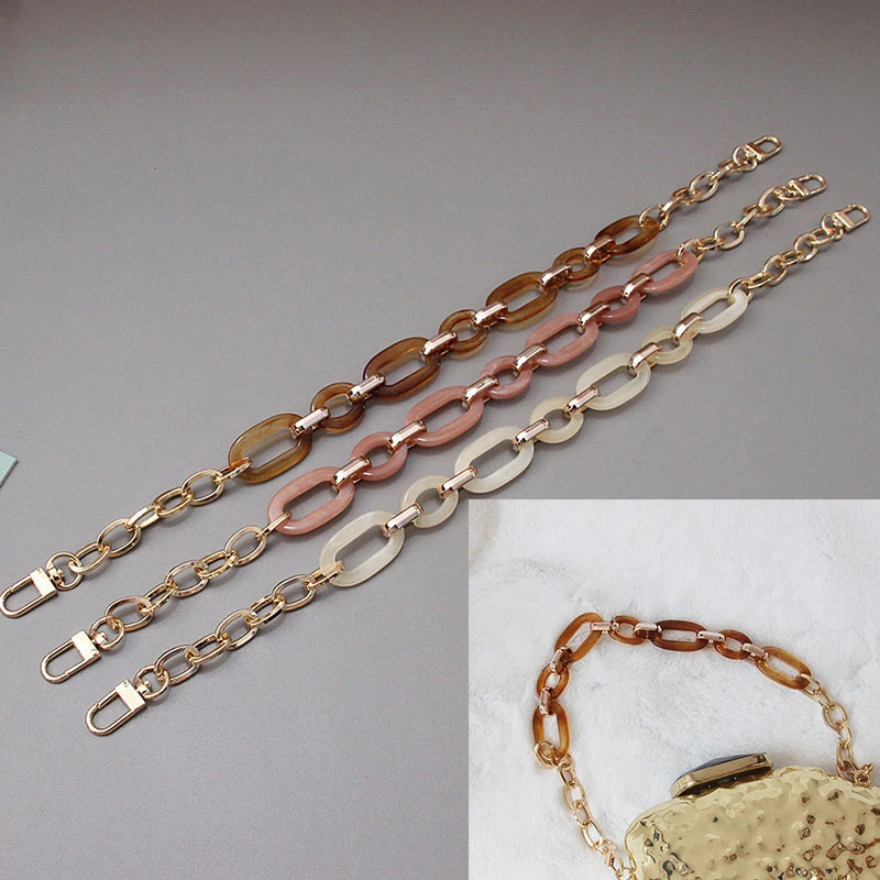 

New Fashion Woman Bag Accessory Detachable Parts Replacement Chain Beige Resin Luxury Strap Women Acrylic Shoulder Handle Chain