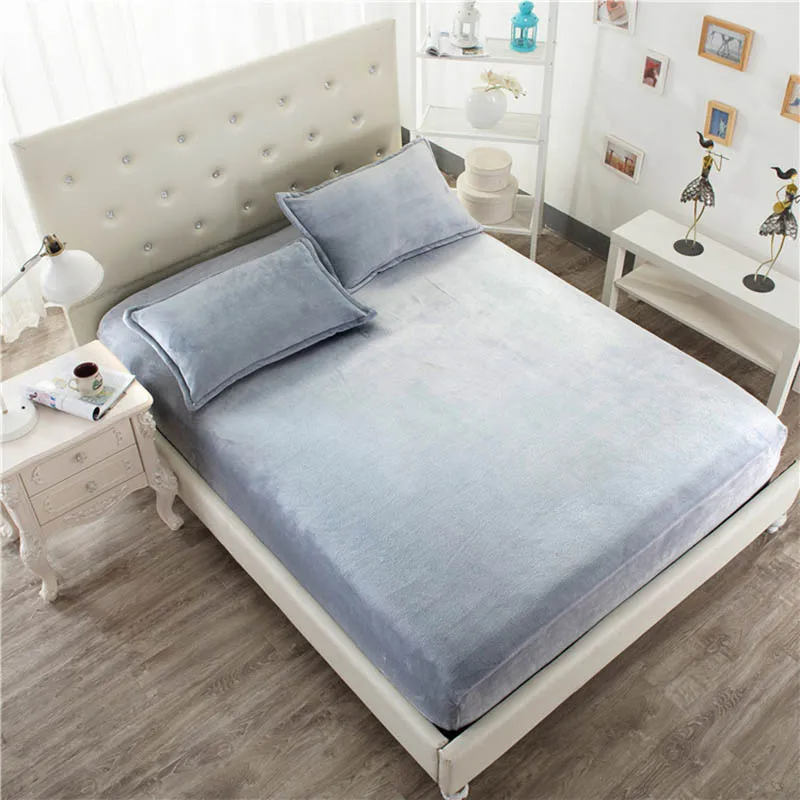 Фланелевый чехол на матрас однотонный утолщенный теплый мягкий удобный защитный