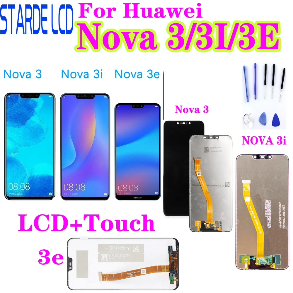ЖК-дисплей с сенсорным экраном для Huawei Nova 3, дисплей с панелью LX1, LX9, Nova 3i, ЖК-дисплей INE, LX2, L21, Nova 3e, экран ANE, LX3, L23, замена Nova3