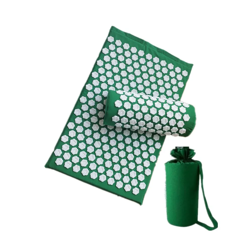 green with bag Лотос Спайк Подушка иглоукалывание наборы акупрессура коврик/подушка Массажный коврик массаж и релаксация - Цвет: green with bag