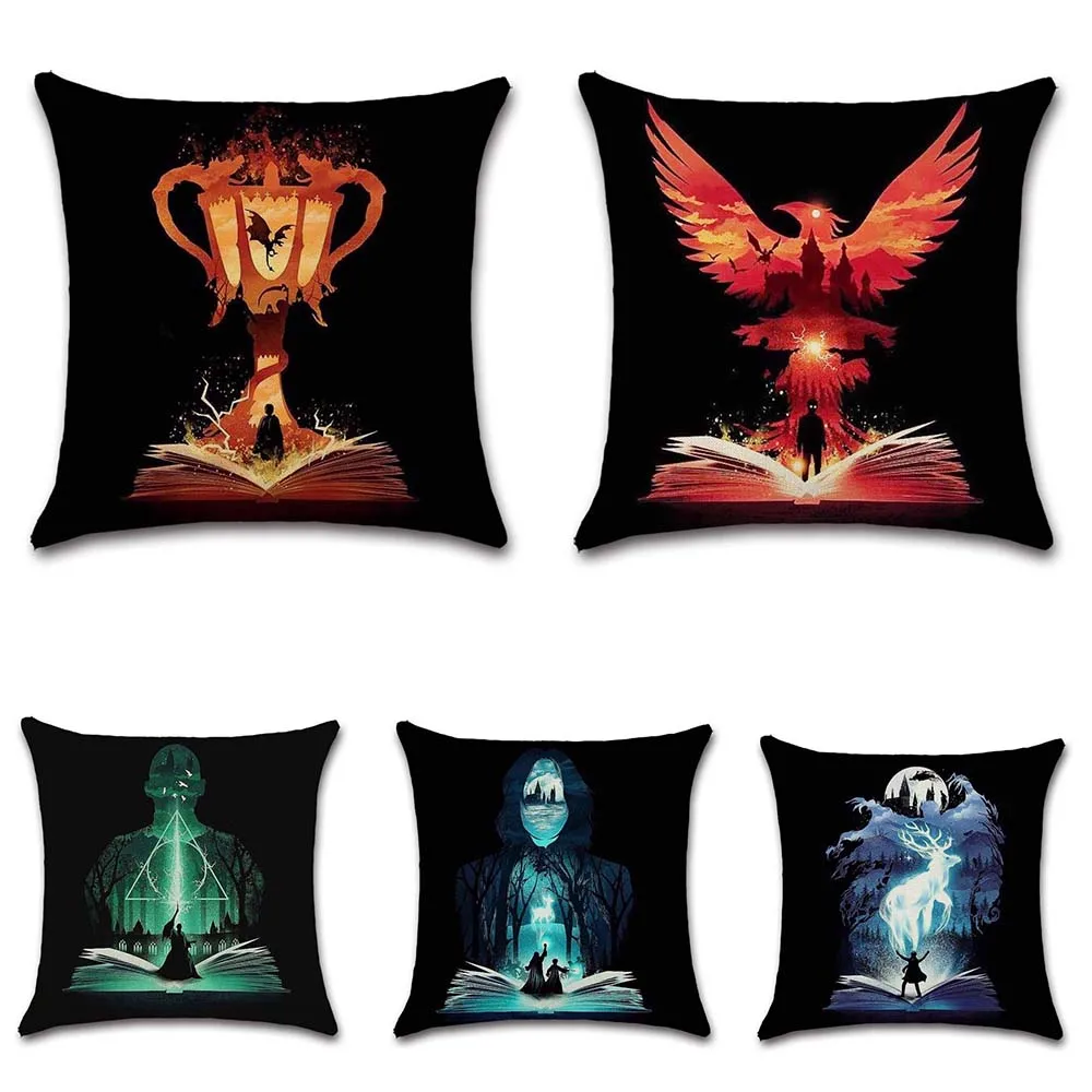 

Magic book plate print beige linen polyester Cushion Cover decorative Home sofa chair car seat friend bedroom gift pillowcase