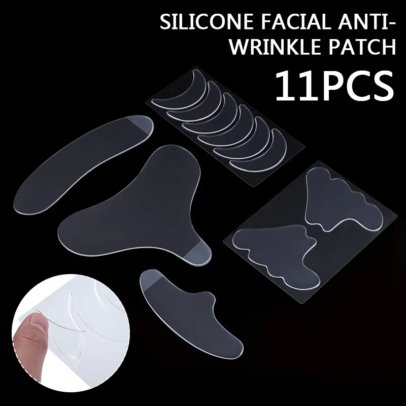 

11pcs Face Wrinkle Remover Reusable Facial Skin Pads For Neck Eye Chest Anti Wrinkle Patches Silicone Chin Sticker