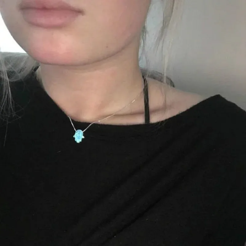 Колье-чокер из смолы и опала Хамса ожерелье на руку прозрачной невидимой лески с