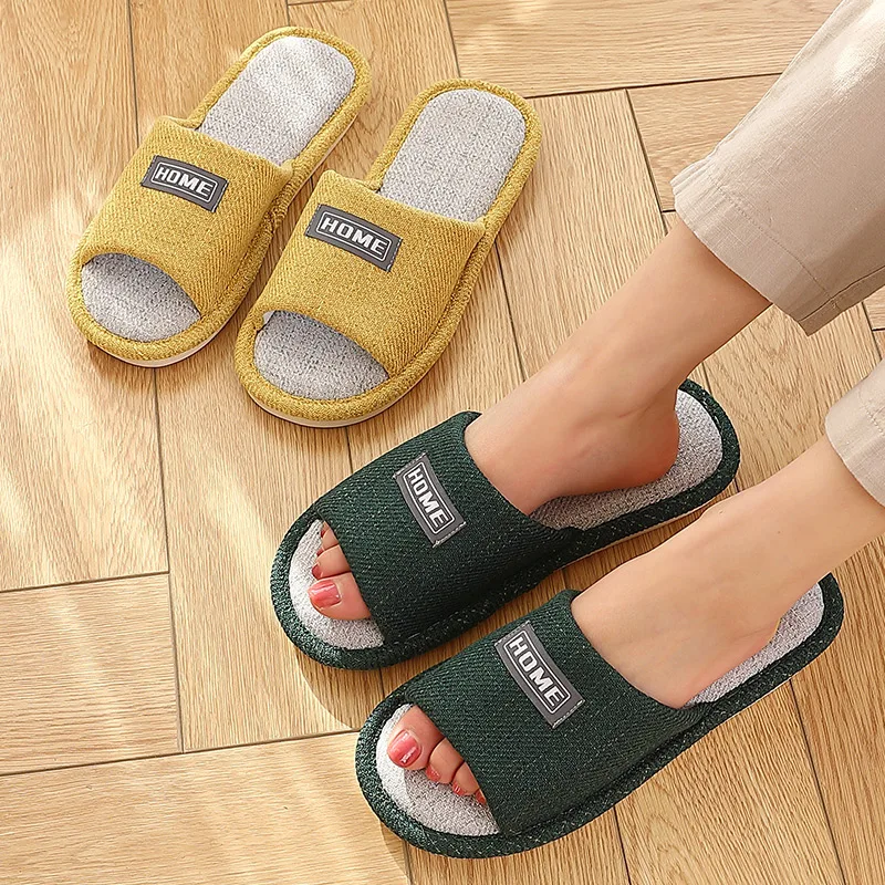 Сандалии унисекс льняные домашние Нескользящие мягкая подошва для пар