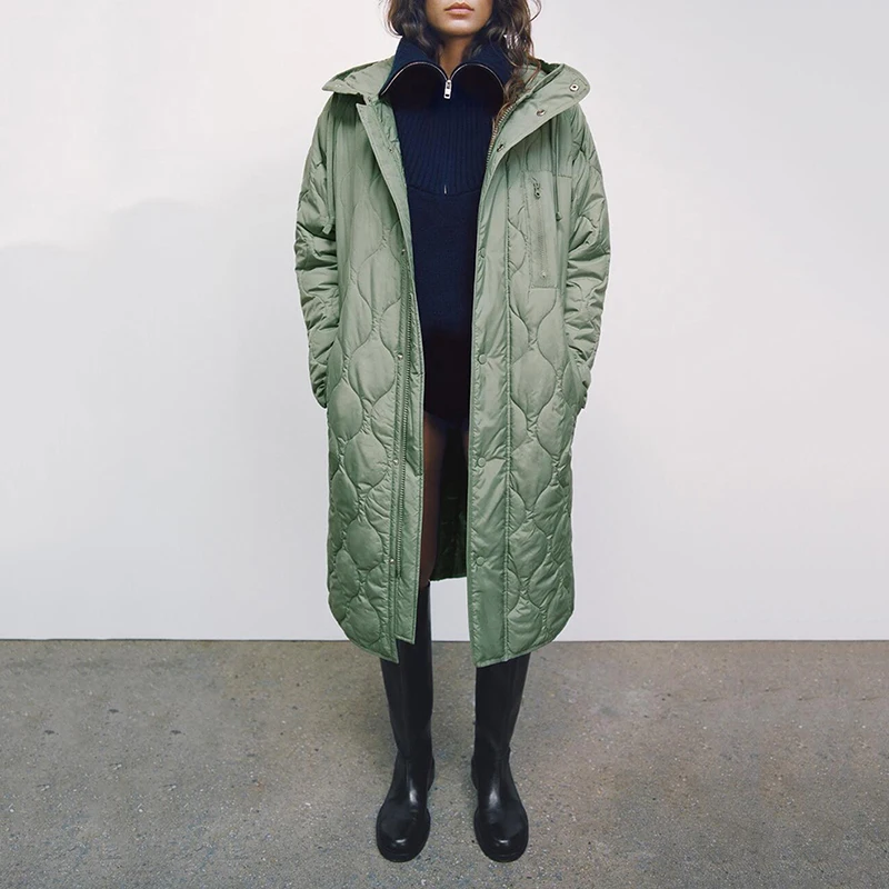 Парка женская с длинным рукавом и капюшоном однотонная теплая зимняя 2021 | Женская