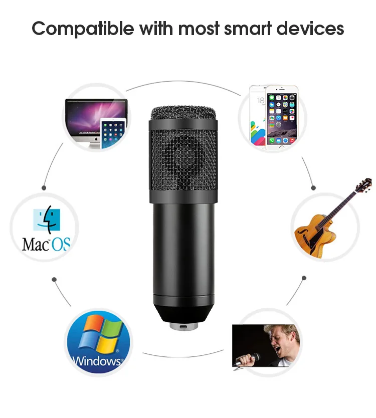 

BM800 Gaming Microphone Professional Condenser Mikrofon Studio Recording Stereo Mic Kit for PC Karaoke Streaming Podcast Youtube
