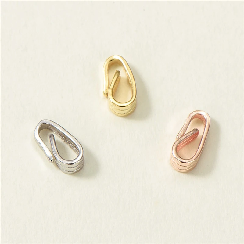 

2.7*7.5mm 5pcs 925 sterling silver three color gold silver Pendant drop buckle for making jewelry diy accessories