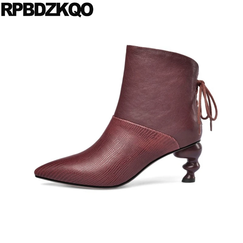 Изготовленный На Заказ Ботильоны на каблуке со змеиным узором Остромысые