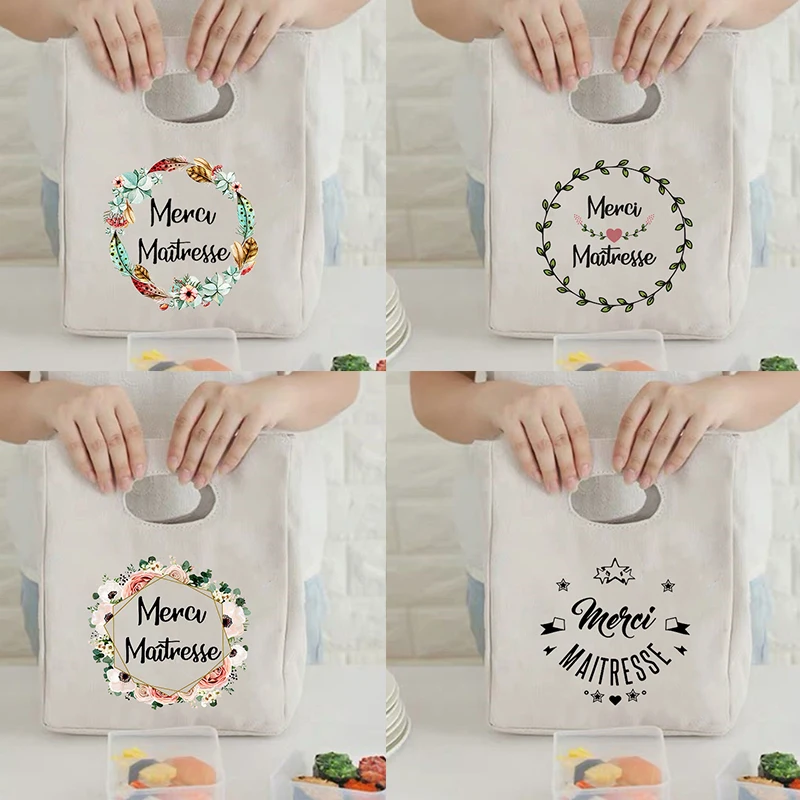 Французский печати сумка холодильник с узором для обеда Портативный утепленная