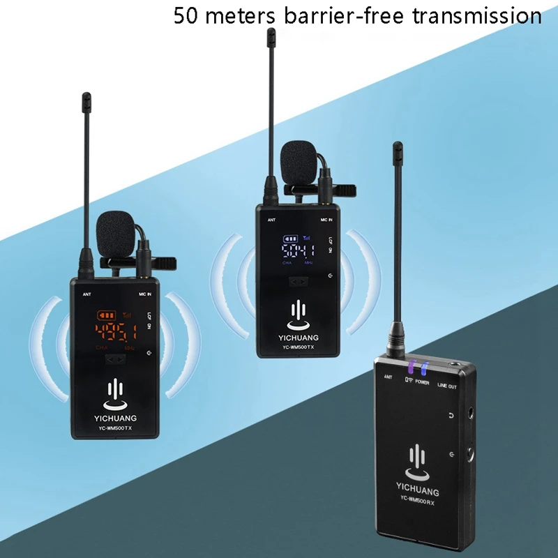 

YICHUANG 3.5mm Jack One for Two Automatic Frequency Wireless Microphone Mobile Phone Camera Interview Recording Video