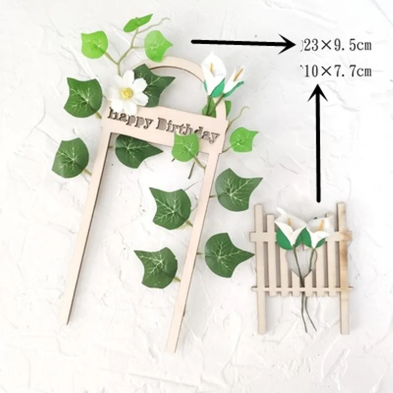 Идиллический Подвесной деревянный забор арка свадебный торт флаг для свадьбы