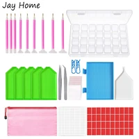 127pcs 5d diy diamond painting accessories cross stitch tool set with 28 slots diamond embroidery box and stickers for art craft