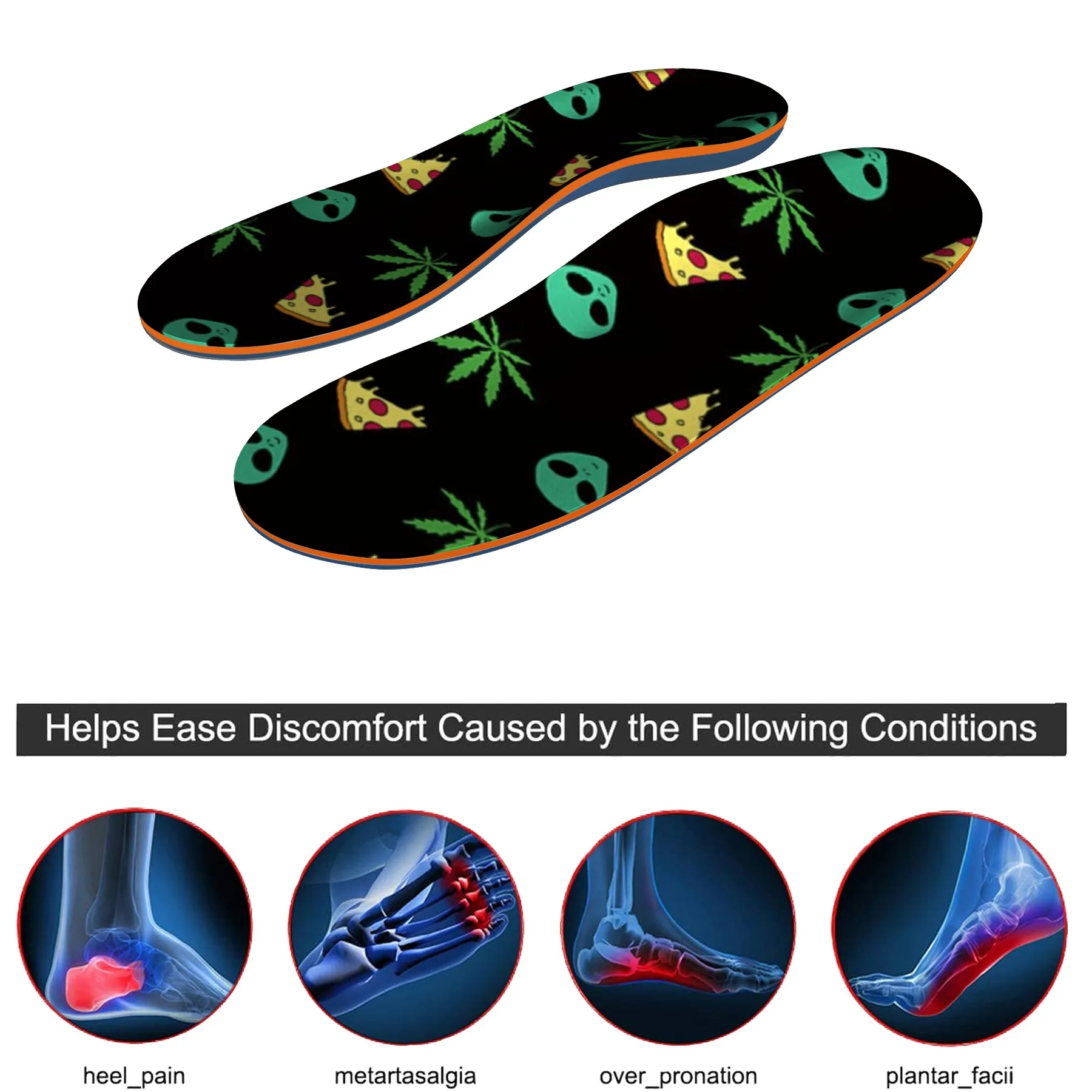 Skull pattern, fashionable insole, plantar fasciitis, arch support, orthopedic insole, flat foot pain, heel spur correction