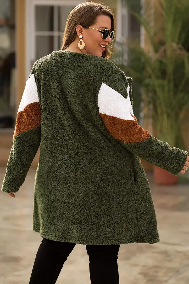 XL-4XL Осень Зима Большие размеры мягкие бархатные пальто кардиган повседневные Большие размеры женские свободные кардиганы плюс размер длинное теплое пальто куртка