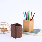 Деревянный квадратный держатель для ручек, подставка для карандашей из букачерного ореха, держатель для кистей для макияжа, настольный органайзер для канцелярских принадлежностей, 7x7x10 см