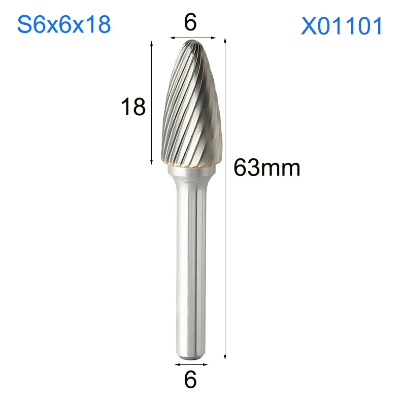 

Вольфрамовая карбидная роторная Шлифовальная головка, фреза из сплава, Вольфрамовая сталь, хвостовик 6 мм, роторная Шлифовальная головка, стальной лак типа F