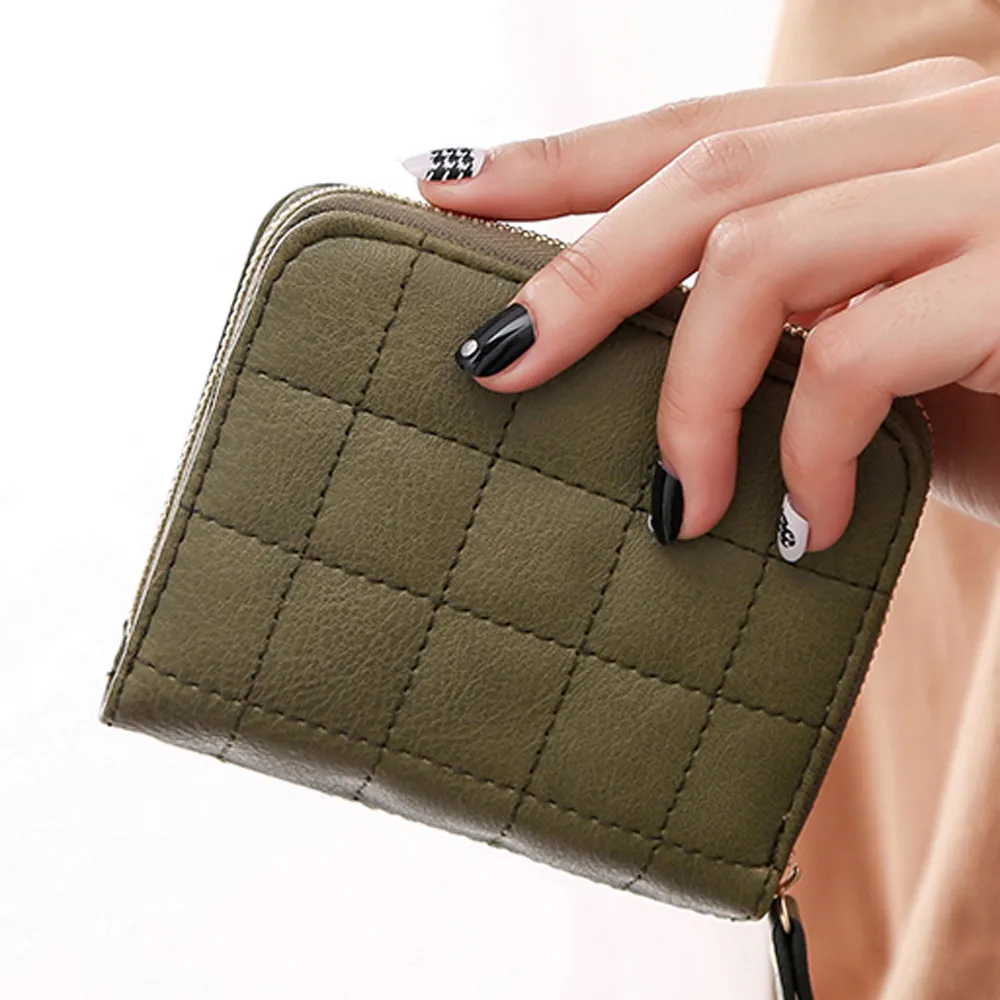 Женский кошелек искусственные кошельки нубук шахматы маленький на молнии для