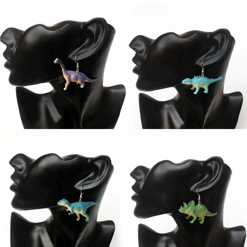 

12 Pairs Cute Punk Dinosaur Animal Drop Earrings Set Resin Funny Animal Dinosaur Earrings for Women Girls Creative Gift E56A