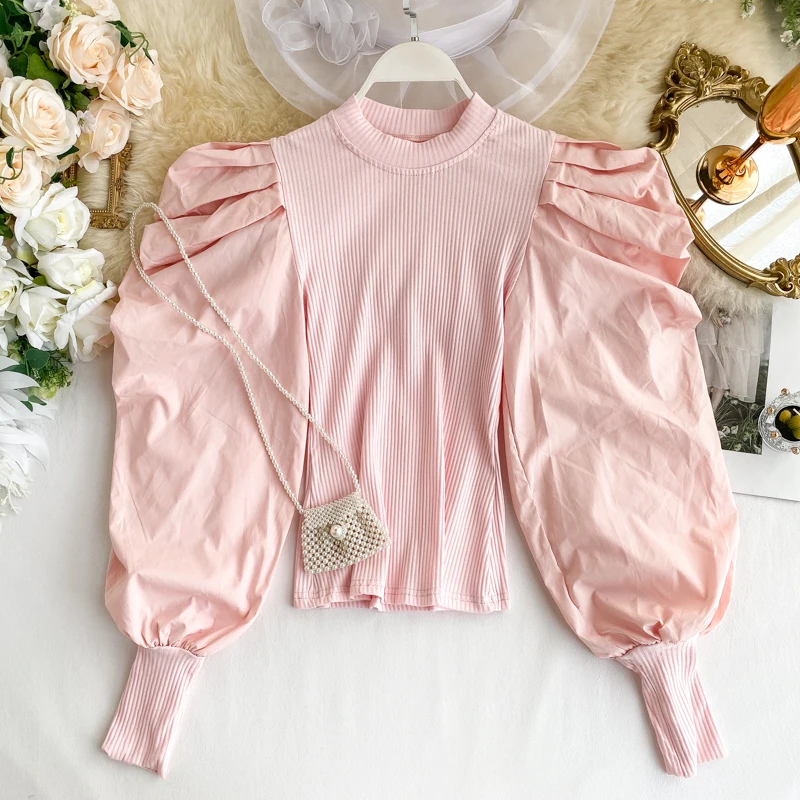 2019 Новая модная женская одежда рубашка женские топы и блузки с пышными рукавами| |