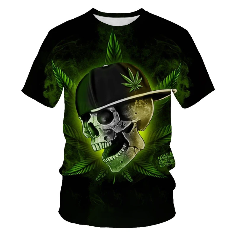 

Colorful skull head popular fashion men's short-sleeved street summer quick-drying personality O-neck T-shirt 3D printing