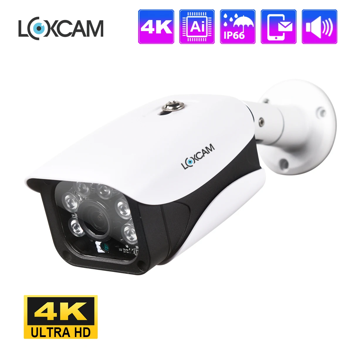 LOXCAM H.265 5MP безопасности POE IP Камера Ai распознавания лиц на открытом воздухе