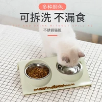 stainless steel pet feeder cat automatic feed water automatic drinker bowl feeder syringes feed storage bucket pet product jj6ws