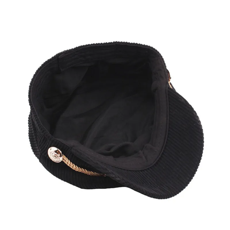 

SILOQIN Trend Lady Brands Military Hats Snapback Autumn Winter Women's Fashion Corduroy Flat Cap Leisure Keep Warm Tongue Caps