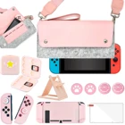 10 в 1 розовый комплект аксессуаров для переключения переносной Чехол ударопрочный Дорожный Чехол сумка с игровой подставкой, Чехол для карт, захваты для большого пальца