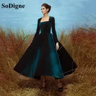 Женское вельветовое платье soworthy, зеленое платье с жакетом, трапециевидного силуэта, длиной до щиколотки, с длинным рукавом, для выпускного вечера, для особых случаев