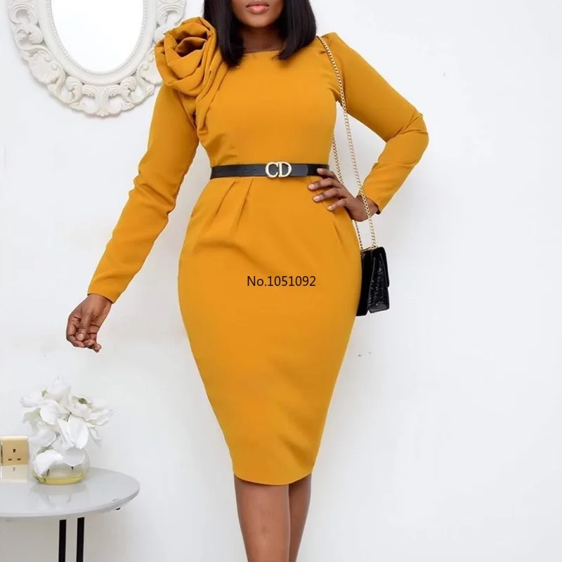 Красное элегантное вечернее Деловое платье для работы на осень 2020 приталенное