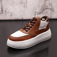mens high top sneaker shoes thick soled high rise platform shoes fashionable trendy all match youth casual shoes for men