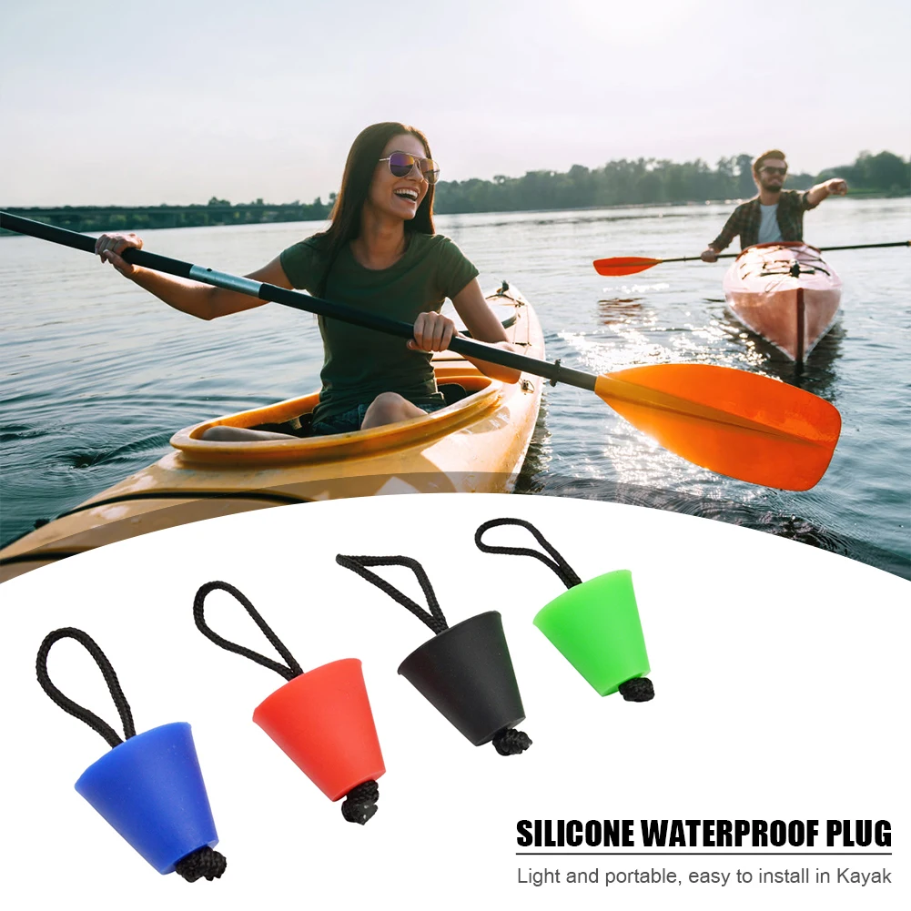

4pcs/set Silicone Kayak Canoe Drain Holes Plug Portable Durable Practical Classic Texture Boat Scupper Stopper with Rope