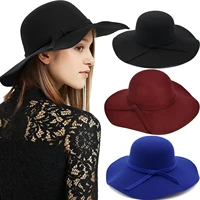 women girls retro autumn winter bowler hats soft vintage wool felt fedoras hat solid ladies floppy cloche wide brim dome cap