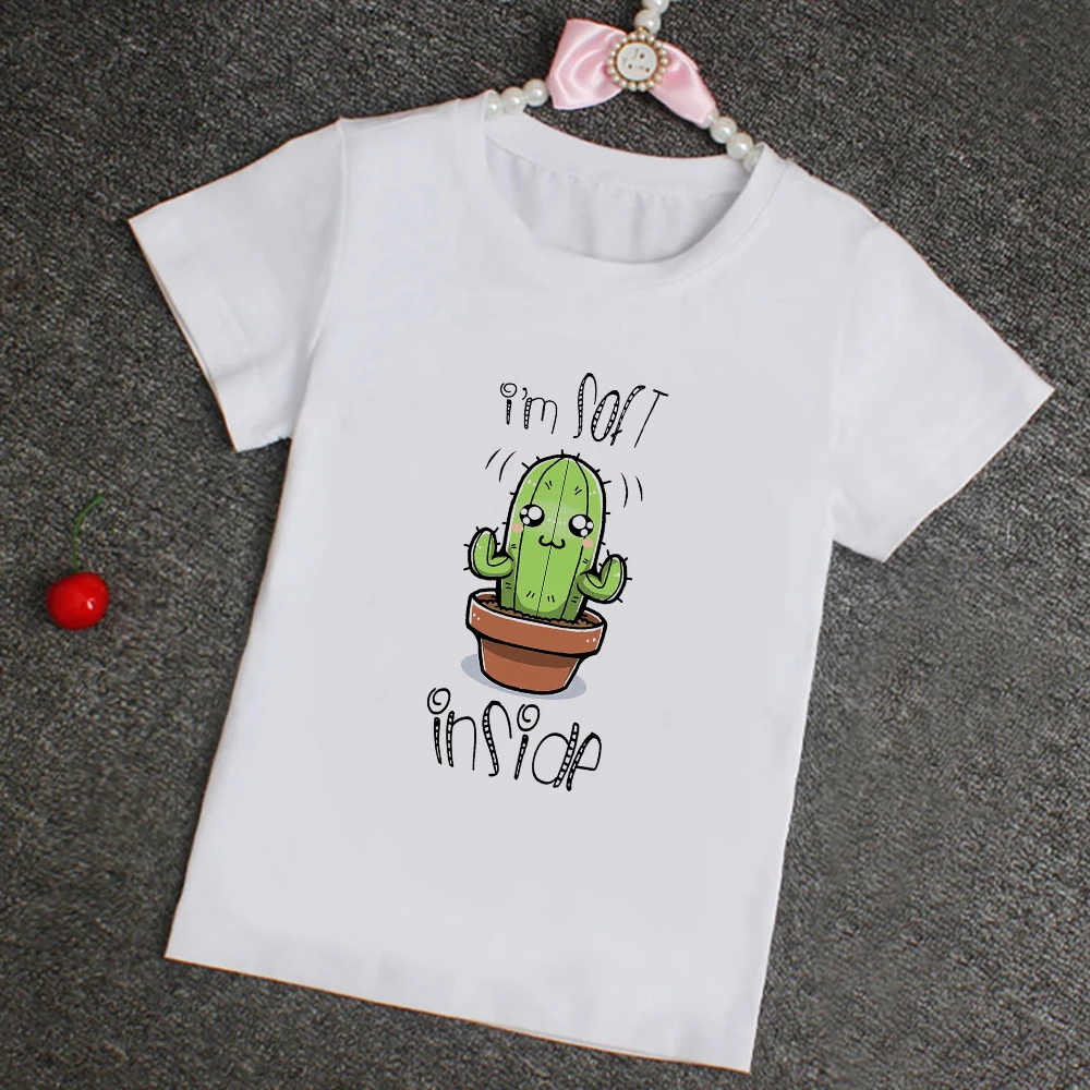 

Kids Shirt Cactus I'm Soft Inside Graphic Funny Girls Clothes White Kid Boy Tops Basic Tee Plus Size Clothes For Children