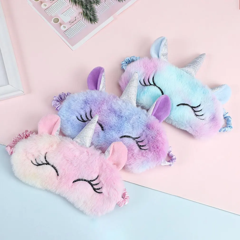 

Cute Plush Unicorn Blackout Eye Mask Teenage Cartoon Student Sleeping Blindfold Eye Mask Blackout Eye Mask