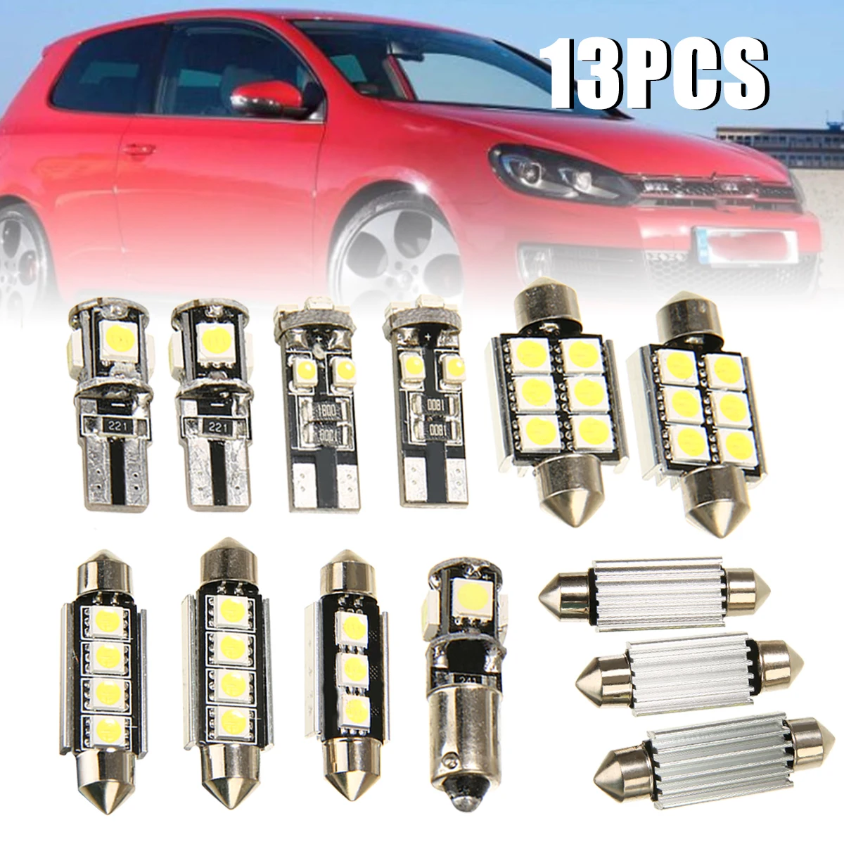 13 шт. дневные ходовые огни 12V Белый передний/задний купольная лампа для чтения с can