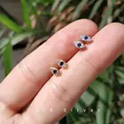 Женские серьги-гвоздики из серебра 100% пробы с голубыми глазами
