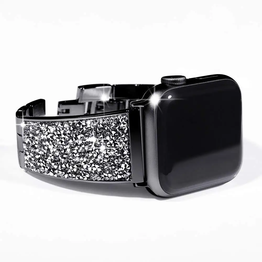 Роскошный Бриллиантовый ремешок для Apple Watch, ремешок 40 мм, 38 мм, браслет, ремешок, шикарный чешский камень, женский ремешок для часов iwatch, серия 5, 4