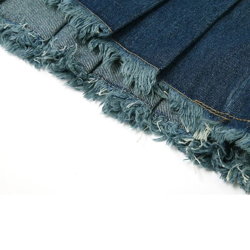 Плиссированная джинсовая юбка Y2k с высокой талией Женская Повседневная голубая