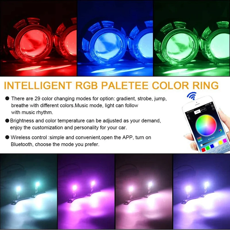 

Devil Eye Demon Eyes RGBW for Hella 3R G5/WST Projector Headlight Lens Retrofit Bluetooth APP Control Car Accessories