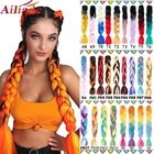 AILIADE Джамбо косы Kanekalon Омбре синтетические предварительно растянутые плетеные волосы 24 дюйма Длинные розовые волосы для наращивания женские головные уборы