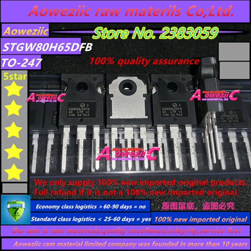 Aoweziic 2019 + 5 шт. 100% новый импортный оригинал STGW80H65DFB GW80H65DFB TO-247 IGBT изолированные