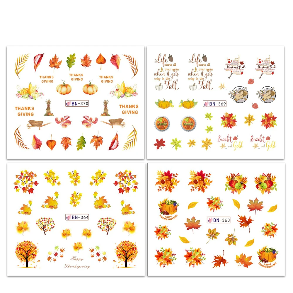 Наклейка для ногтей на День Благодарения переводная наклейка смешанный осенний