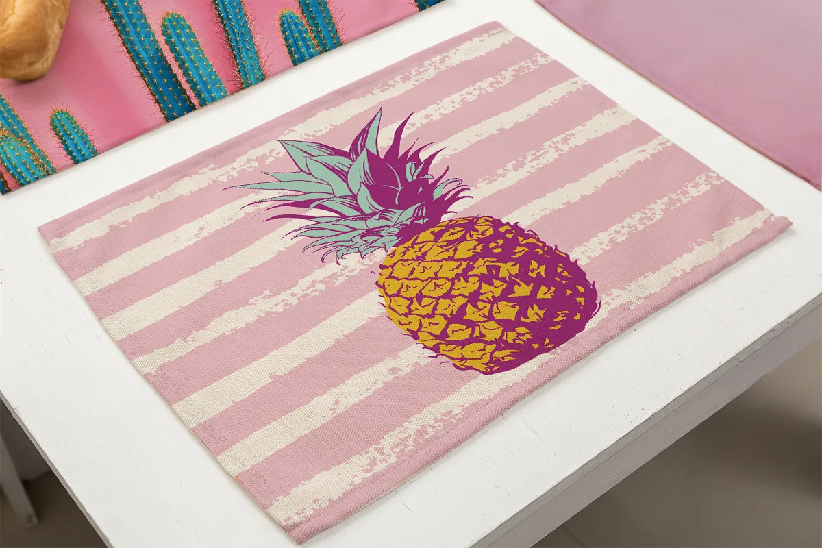 Подставки под напитки с принтом розового ананаса и кактуса коврик для обеденного