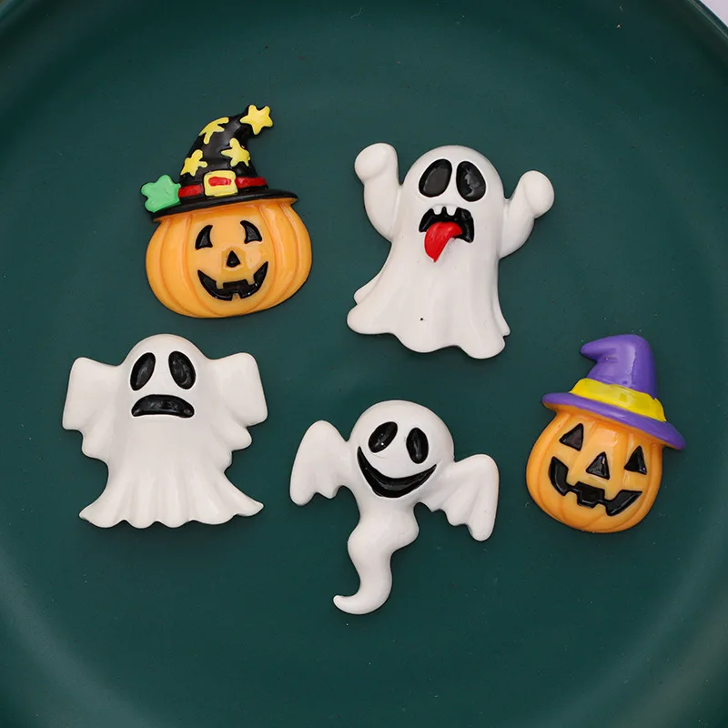 

10 шт., декоративный Кабошон из смолы с Тыквой и призраком